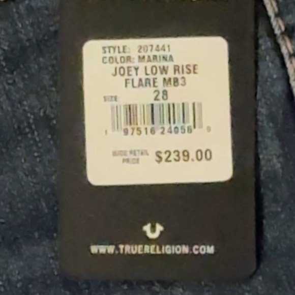 TRUE RELIGION NWT JOEY LOW RISE
FLARE JEANS Sz.28 MSRP $239 - Picture 9 of 14